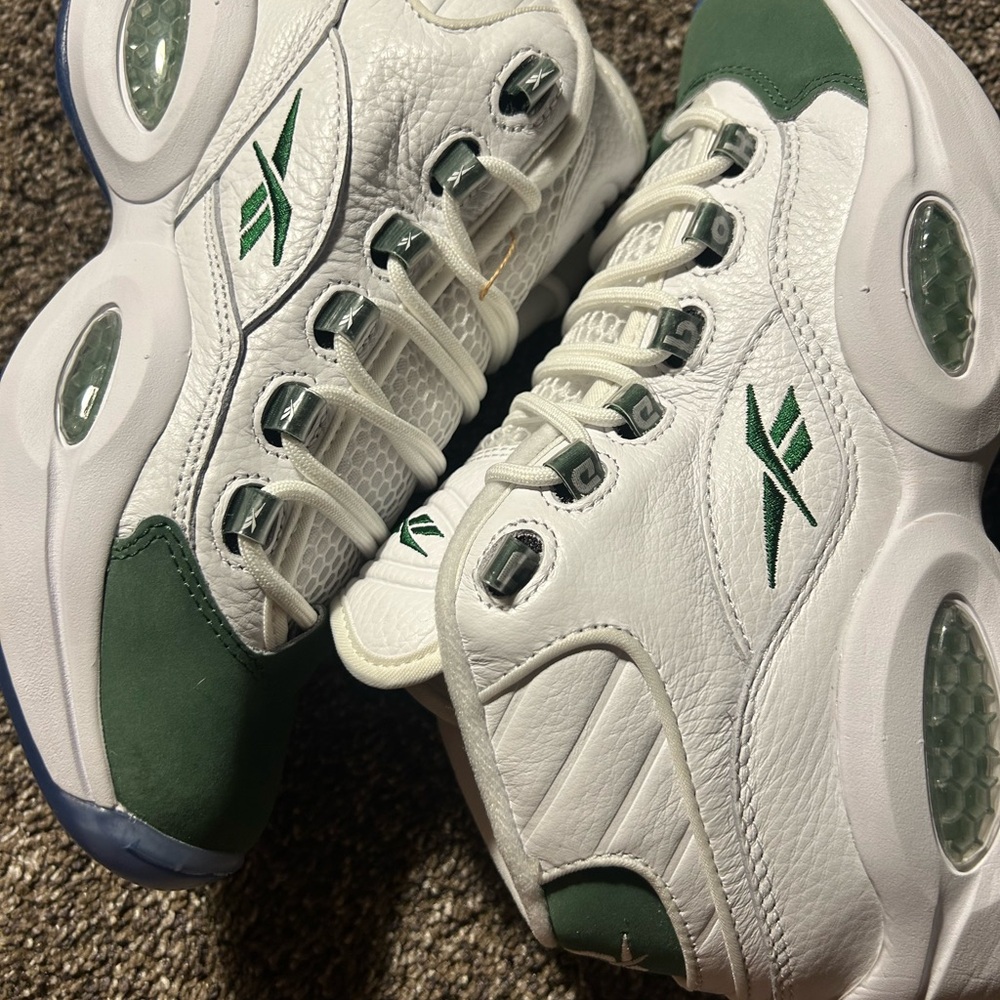 Reebok White and Green Sneakers